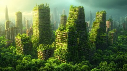 Nature reclaiming a decaying city