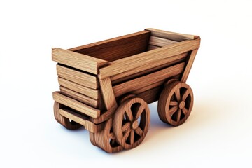 Wooden Cart with Wheels Vintage Style Design for Crafting Decor and Illustration