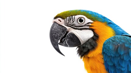 Vibrant macaw parrot portrait studio setting animal photography isolated background close-up perspective colorful nature