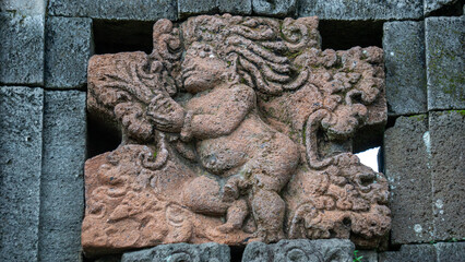 Naked relief at Penataran temple, Blitar. Penataran Temple is a Hindu temple