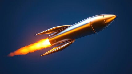 Rocket launching into space technology digital illustration futuristic environment dynamic viewpoint