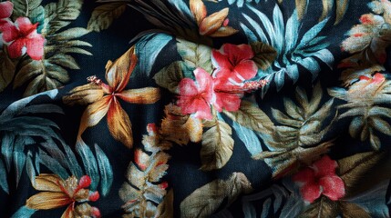 Naklejka premium Hawaiian shirt fabric pattern texture