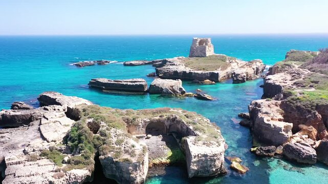 The archaeological site of Roca Vecchia, in Puglia, Salento, Italy.