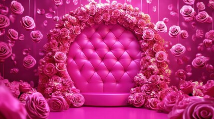 Fototapeta premium Rose Throne: Luxurious Pink Floral Display