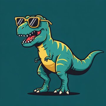 Fototapeta Cool T Rex Dinosaur Wearing Sunglasses Fun Cartoon Illustration
