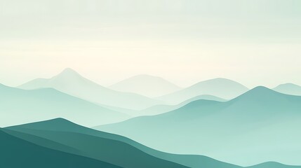 Misty Mountain Range Landscape.