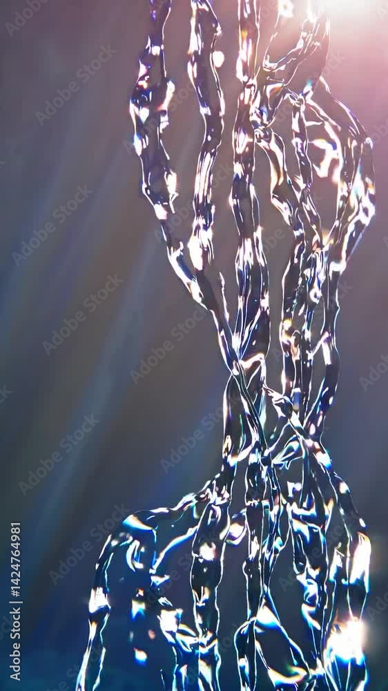 Poster transparent liquid flows gracefully, forming intricate and evolving shapes, creating a mesmerizing v