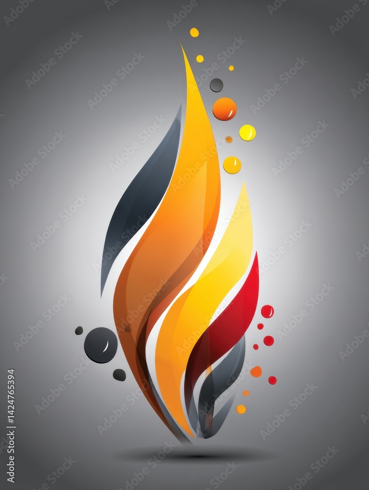 Aufkleber abstract representation of a flame rising from oil symbol showcasing energy identity in vibrant colo