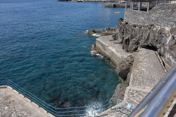 Natural pools in the Lido area of ​​Funchal City. Madeira Island, Portugal