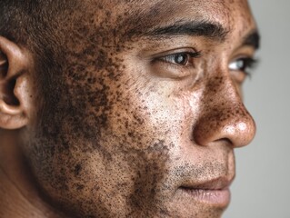 Close-up profile of a man with skin pigmentation.