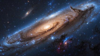 Obraz premium Vibrant galaxy swirling in the vast outer space