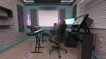 レコーディングスタジオ　3DCGレンダリング