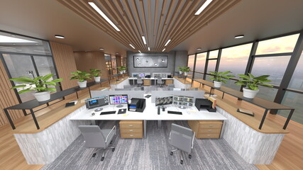 オフィス空間　3DCGレンダリング
