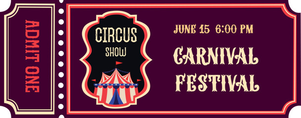 Circus tickets Magic show entrance vintage paper ticket festival entertaining
