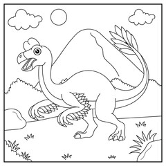 Dinosaur Oviraptor Coloring Page Illustration