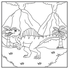 Spinosaurus Dinosaur Coloring Page Illustration
