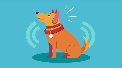 Obraz premium A vibration collar that alerts a dog to stop barking and calmly sit when strangers approach.. Vector illustration
