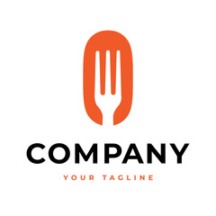 Modern Fork Logo – Minimalist Orange Symbol for Restaurant, Food Delivery, Culinary or Catering Branding
