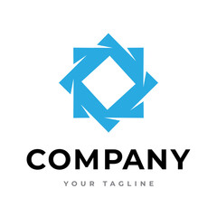 Blue Arrow Rotation Logo – Geometric Square Flow Icon for Tech, Logistics, Process Automation or Software Branding