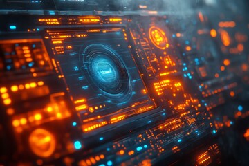 Futuristic Circuit Board with Glowing Lights and Advanced Technology Design