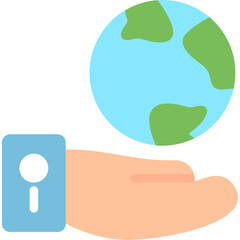 Earth in Hands Flat Icon
