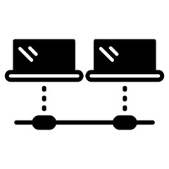 Computer Network icon in glyph style. An icon of computers connected in a network