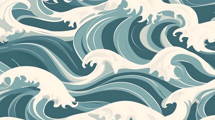 Ocean Waves Seamless Pattern.