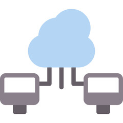 Cloud-Based Work, cloud computing, remote work, online collaboration, cloud services, digital workspace, cloud storage, remote access, virtual office, work from home Flat Icon