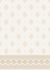 Elegant Vintage Seamless Floral Vector Pattern on Beige Background for Fabric, Wallpaper, Invitation, Packaging, and Decoration
