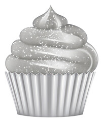 PNG Silver color cupcake icon dessert icing cream.