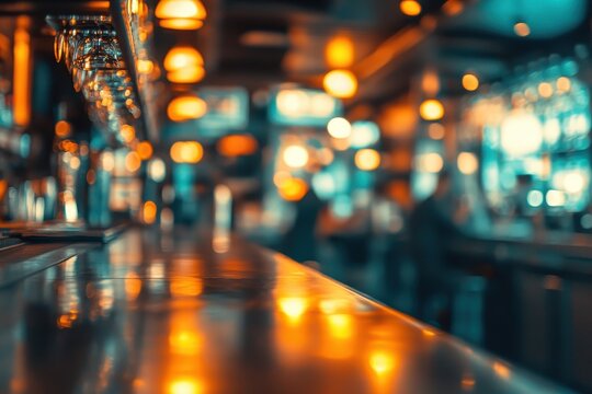 Lively bar scene, blurred background