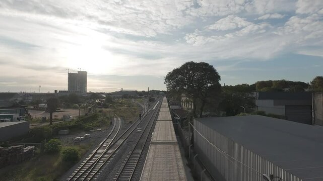 Train in Motion on Railway Tracks