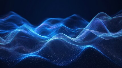 Fototapeta premium Abstract Blue Glowing Digital Wave Background
