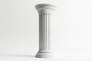 Classical Column with Fluted Design Isolated on White Background for Architectural and Historic