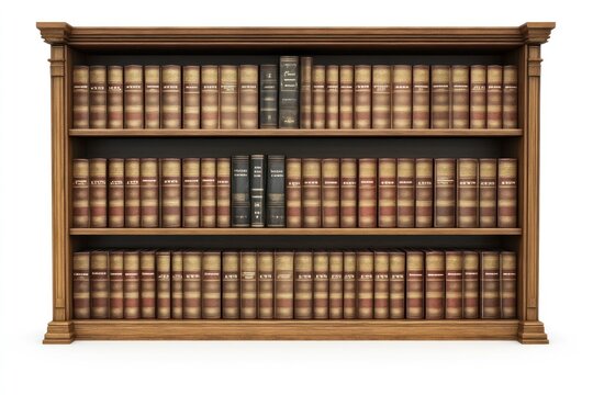 Classic Wooden Bookshelf Filled with Vintage Books for Library Study or Home Decor
