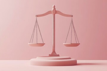 Balanced Justice Scale in Soft Pink Symbolizing Fairness Equality and Legal Concepts