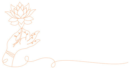 Woman's hand holding blooming lotus flower for Vesak day, Vesak vector illustration