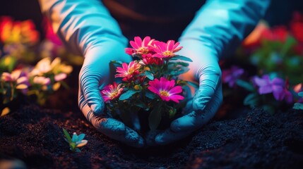 Gently Planting Flowers: A Gardener's Touch