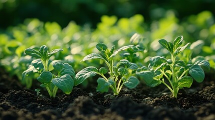 Vibrant Young Potato Plants Thriving in Rich Soil