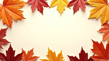 Fototapeta premium Autumn Leaf Border with Central Copy Space