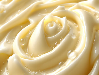 Close Up Creamy Mayonnaise Texture With Water Droplets