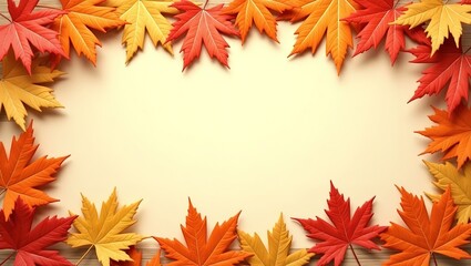 Obraz premium Autumn Leaf Border with Central Copy Space