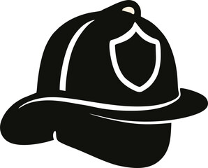 Firefighter Hat Silhouette – Solid Black Vector Helmet Icon