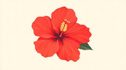 Red Hibiscus Flower Illustration. (1)