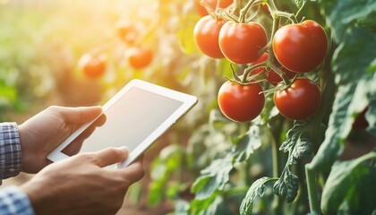 Professional Botanical Specialist Monitoring Tomato Cultivation Quality In Farm: Agri Scientist Observing Plant Growth In Sunny Greenhouse With Natural Technology For Organic Food Production.
