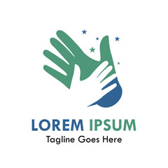 Helping hand logo design template illustration