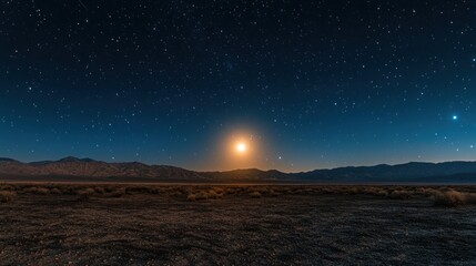 Starry Night over Desert Landscape: A Celestial Panorama
