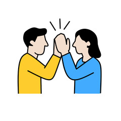 Teamwork High Five Illustration
