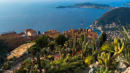 Exotic garden Jardin Exotique d'Eze in the village of Eze Provence, Alps, Cote d'Azur France February 27, 2025