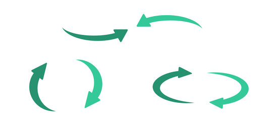 グリーンのシンプルな曲線矢印セット
